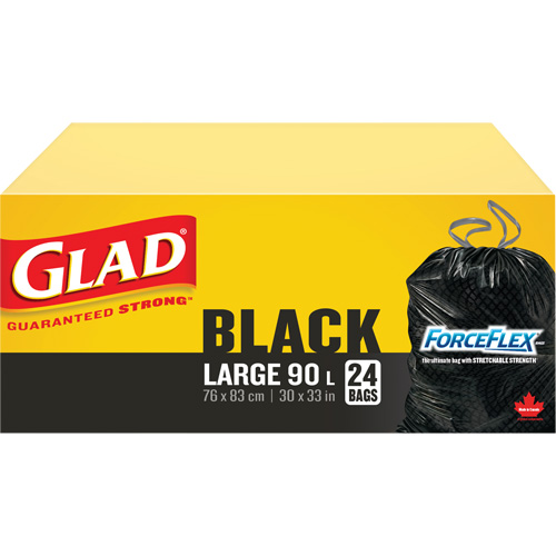 Sacs &agrave; ordures 90 L, R&eacute;gulier, 30" la x 33" lo, Noir Moffatt Supply & Specialties