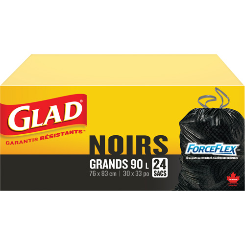 Sacs &agrave; ordures 90 L, R&eacute;gulier, 30" la x 33" lo, Noir Moffatt Supply & Specialties