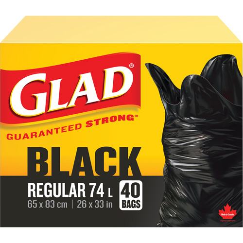 74L Garbage Bags, Regular, 26" W x 33" L, Black Moffatt Supply & Specialties