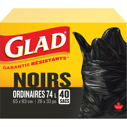 74L Garbage Bags, Regular, 26" W x 33" L, Black Moffatt Supply & Specialties