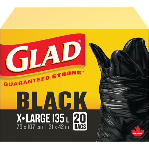 135L Garbage Bags, Regular, 31" W x 42" L, Black Moffatt Supply & Specialties