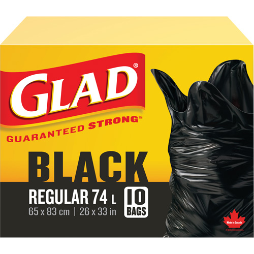 74L Garbage Bags, Regular, 26" W x 33" L, Black Moffatt Supply & Specialties