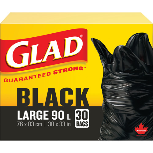90L Garbage Bags, Regular, 30" W x 33" L, Black Moffatt Supply & Specialties