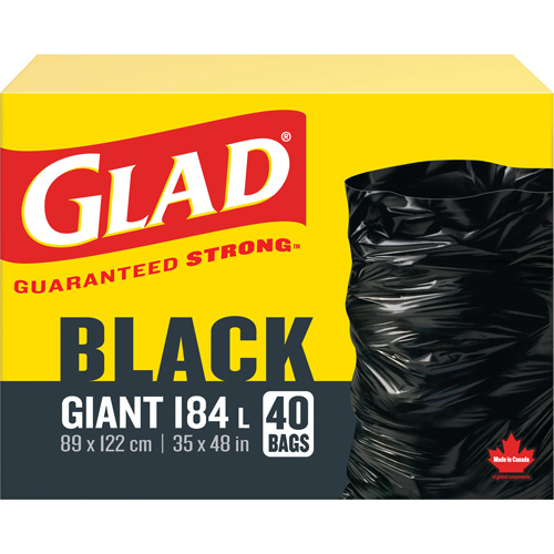 184L Garbage Bags, Regular, 35" W x 48" L, Black Moffatt Supply & Specialties