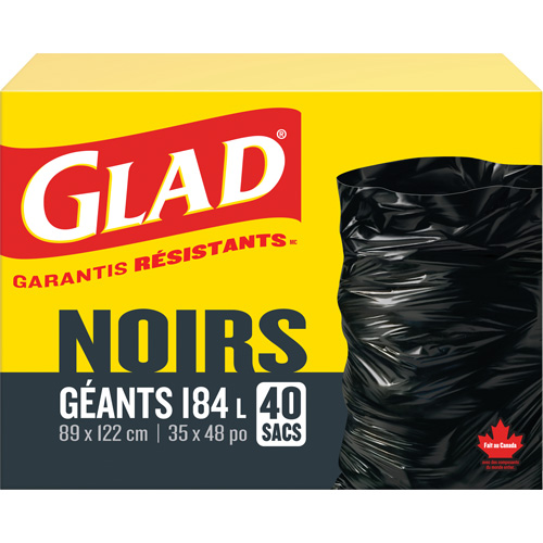 184L Garbage Bags, Regular, 35" W x 48" L, Black Moffatt Supply & Specialties