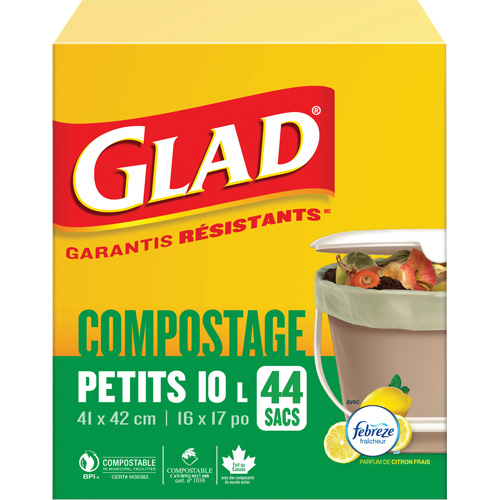 Petits sacs de compostage, R&eacute;gulier, 17" lo x 16" la, Brun, Capacit&eacute; de 10 L (3 gal.) Moffatt Supply & Specialties