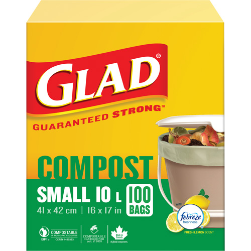 Petits sacs de compostage, R&eacute;gulier, 17" lo x 16" la, Brun, Capacit&eacute; de 10 L (3 gal.) Moffatt Supply & Specialties