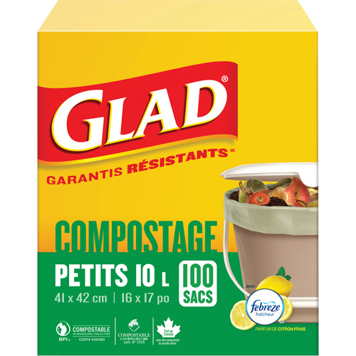 Petits sacs de compostage, R&eacute;gulier, 17" lo x 16" la, Brun, Capacit&eacute; de 10 L (3 gal.) Moffatt Supply & Specialties