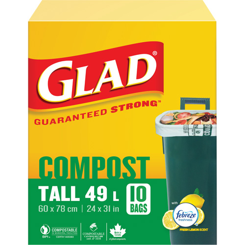 Sacs de compostage hauts, R&eacute;gulier, 31" lo x 24" la, Brun, Capacit&eacute; de 49 L (13 gal.) Moffatt Supply & Specialties