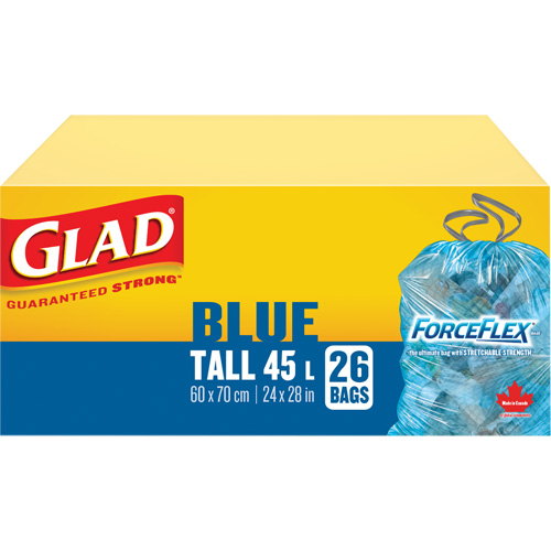 45L Recycling Bags, Regular, 24" W x 28" L, Blue Moffatt Supply & Specialties