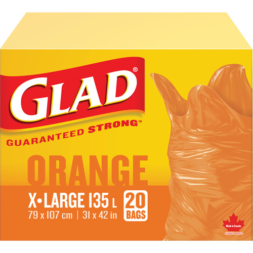 135L Garbage Bags, Regular, 31" W x 42" L, Orange Moffatt Supply & Specialties