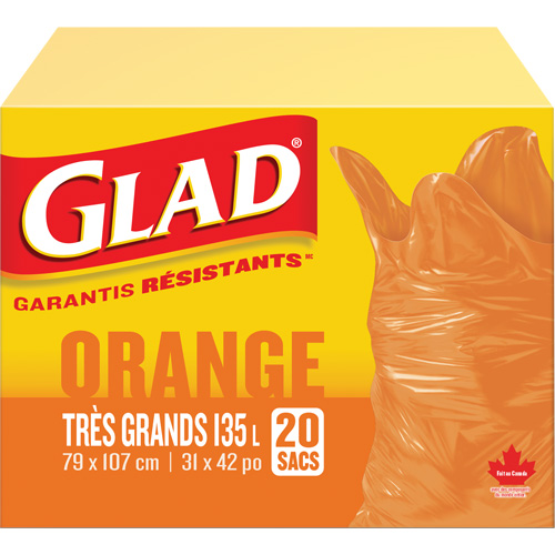 135L Garbage Bags, Regular, 31" W x 42" L, Orange Moffatt Supply & Specialties