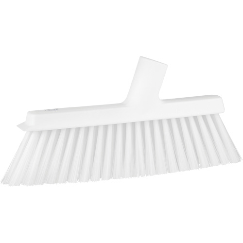 Dustpan Broom with Angled Thread, Medium Bristles, 10", Polyester, White Moffatt Supply & Specialties