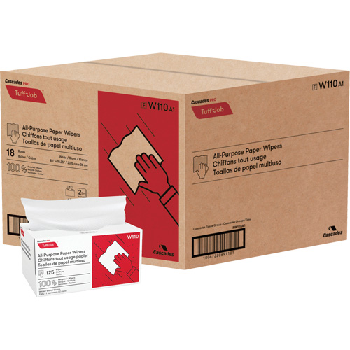 Pro Tuff-Job&reg; Single-Fold Pop-Up Paper Wipers, All-Purpose, 10-1/4" L x 8" W Moffatt Supply & Specialties