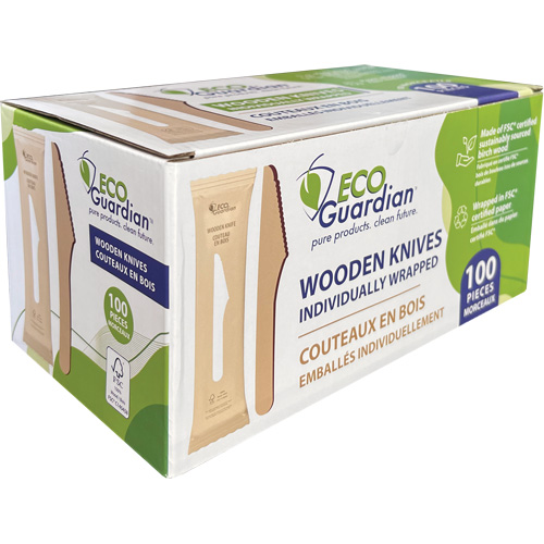 Couteaux en bois emball&eacute;s individuellement Moffatt Supply & Specialties