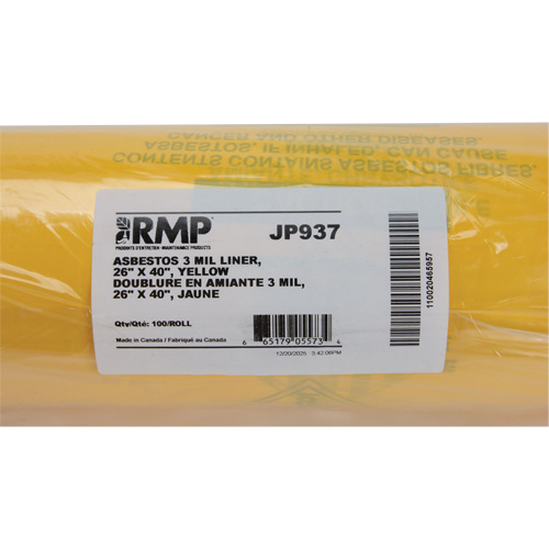 Hazardous Waste Liners, Asbestos, 40" L x 26" W, 3 mils Moffatt Supply & Specialties