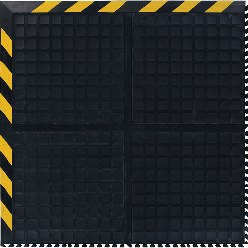 Hog Heaven&reg; Modular Tile 18"  - Corner, Corrugated, 3-1/3' x 3-1/3' x 3/4", Black/Yellow, Nitrile Moffatt Supply & Specialties