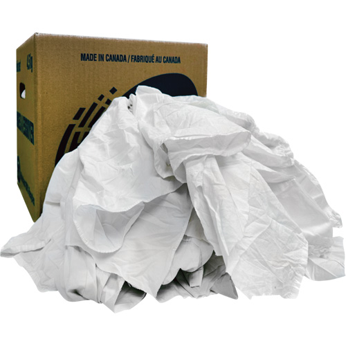 Chiffons recycl&eacute;s, Coton, Blanc, 10 lb Moffatt Supply & Specialties