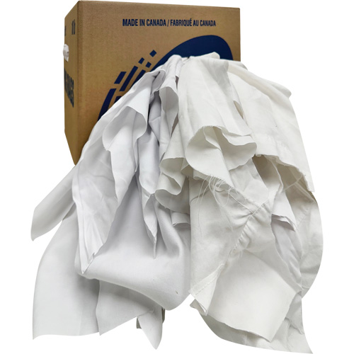 Chiffons recycl&eacute;s, Coton, Blanc, 10 lb Moffatt Supply & Specialties