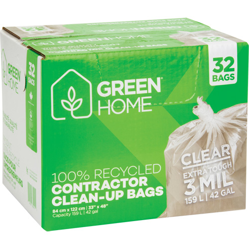 Sacs &agrave; ordures Green Home, Fort, 33" la x 48" lo, 3 mils, Transparent, Capacit&eacute; 159 L (42 gal.) Moffatt Supply & Specialties