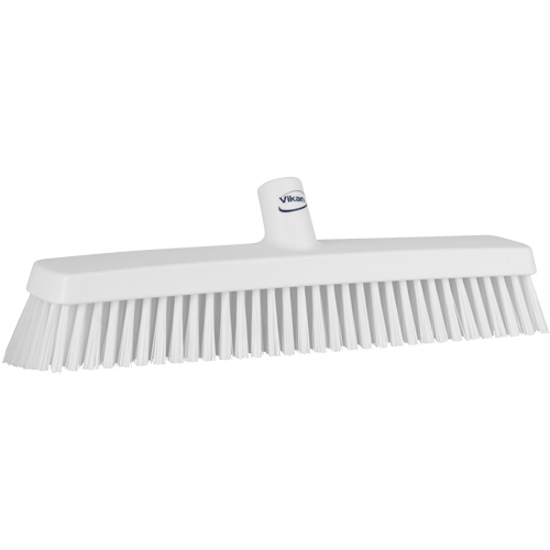 Push Broom Head, Fine/Stiff Bristles, 16-1/2", Polyester/Polypropylene, White Moffatt Supply & Specialties