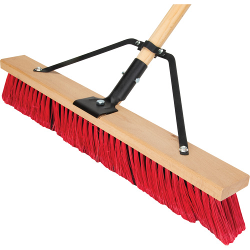 Push Broom with Braced Handle, 24", Medium, PVC Bristles Moffatt Supply & Specialties