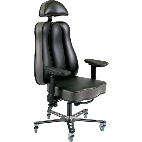 Synergo II 24h Ergonomic Chair, Vinyl, Black/Grey, 350 lbs. Capacity Moffatt Supply & Specialties