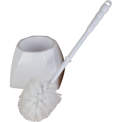 Brosse de toilette avec support, Soies Polypropyl&egrave;ne, Blanc Moffatt Supply & Specialties