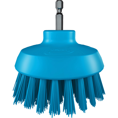 Brosse ronde HyDrive pour perceuse, Soies Tr&egrave;s ferme, Longueur de 3-1/10", Bleu Moffatt Supply & Specialties