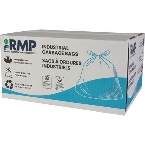 Industrial Garbage Bags, Strong, 30" W x 38" L, 0.9 mils, Blue, 88 L (20 Gal.) Capacity Moffatt Supply & Specialties