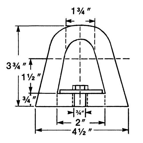 D&eacute;fenses de quai en caoutchouc refoul&eacute;, Caoutchouc, 4-1/2" la x 12" lo x 3-3/4" p Moffatt Supply & Specialties