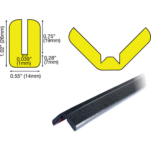 Butoir de protection de rebords mod&egrave;le W 1M, Longueur 3.25' Moffatt Supply & Specialties