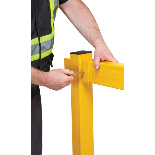 Corner Post for Light-Duty Guard Rails, Steel, 42" H, Safety Yellow Moffatt Supply & Specialties