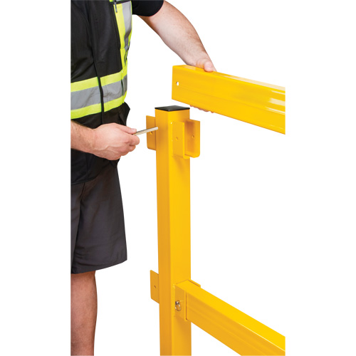 Corner Post for Light-Duty Guard Rails, Steel, 42" H, Safety Yellow Moffatt Supply & Specialties