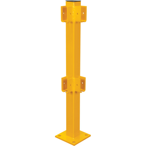 Corner Post for Light-Duty Guard Rails, Steel, 42" H, Safety Yellow Moffatt Supply & Specialties