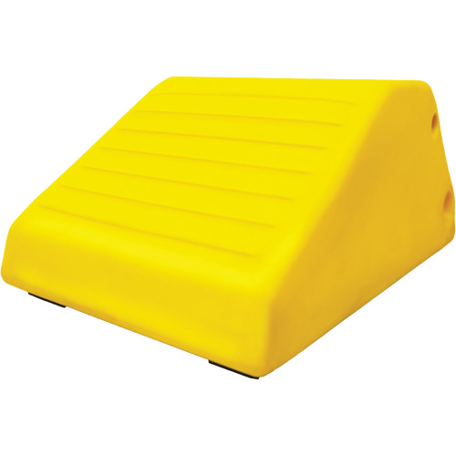 255 Ton Large Equipment Wheel Chock with Handle & Hole, Urethane, Yellow Moffatt Supply & Specialties