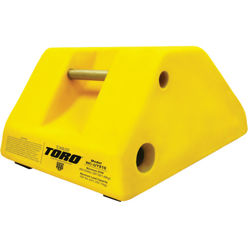 255 Ton Large Equipment Wheel Chock with Handle & Hole, Urethane, Yellow Moffatt Supply & Specialties