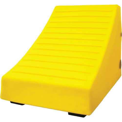 400 Ton Large Equipment Wheel Chock with Handle & Hole, Urethane, Yellow Moffatt Supply & Specialties