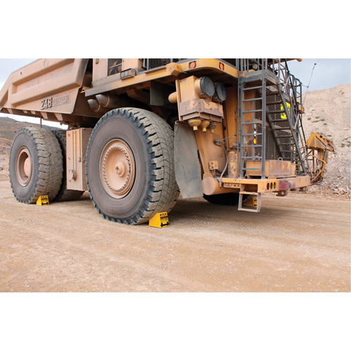 Checkers Safety Heavy-Duty Ultra Class Mining Wheel Chock, HDPE, Yellow, 14-1/2" W x 17-1/2" D x 16" H Moffatt Supply & Specialties