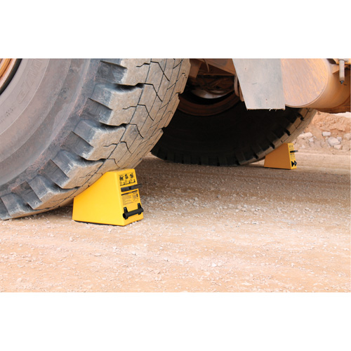 Checkers Safety Heavy-Duty Ultra Class Mining Wheel Chock, HDPE, Yellow, 14-1/2" W x 17-1/2" D x 16" H Moffatt Supply & Specialties