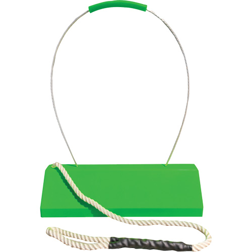 Checkers Safety SafeRay  Aircraft Wheel Chock with Loop Rope Ergonomic Handle, Urethane, Fluorescent Green, 24" W x 8" D x 6" H Moffatt Supply & Specialties
