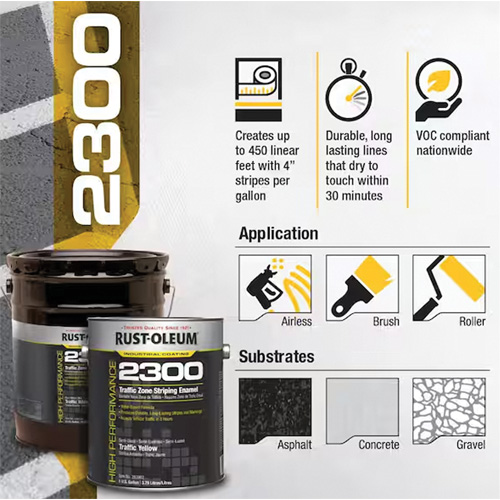 2300 System Traffic Zone Striping Paint, Yellow, 5 gal., Gallon Moffatt Supply & Specialties