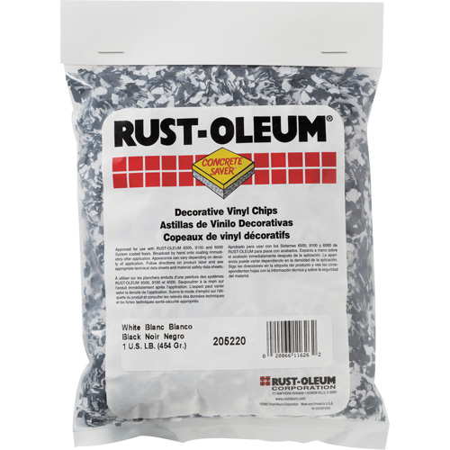 Pastilles de vinyle d&eacute;coratives Concrete Saver, 0,5 kg, Sac, M&eacute;lange noir/blanc Moffatt Supply & Specialties