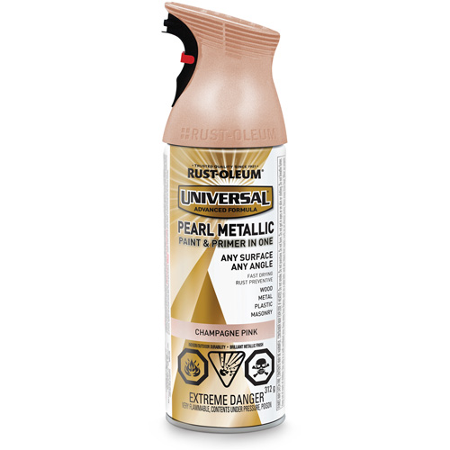 Couche de fond et rev&ecirc;tement perl&eacute; &agrave; vaporiser Universal, Rose champagne, M&eacute;tallique, Canette a&eacute;rosol Moffatt Supply & Specialties