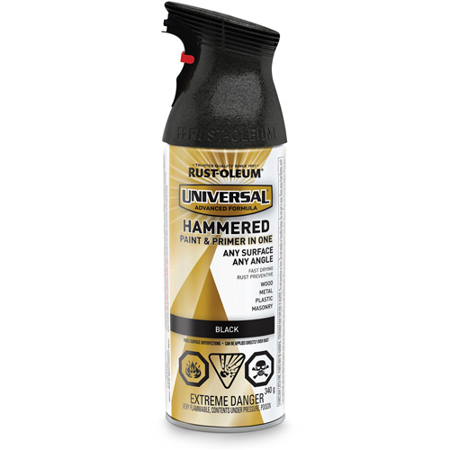 Universal&reg; Paint & Primer In One Spray Paint, Black, Hammered, Aerosol Can Moffatt Supply & Specialties