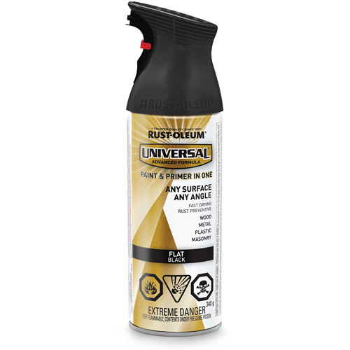 Universal&reg; Enamel Paint & Primer In One, Black, Very Flat, Aerosol Can Moffatt Supply & Specialties