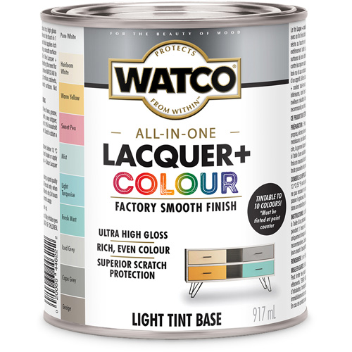 Composant de base clair pour finition laqu&eacute;e + couleur tout-en-un Watco, 946 ml, Base &agrave; ton clair, Tr&egrave;s brillant Moffatt Supply & Specialties