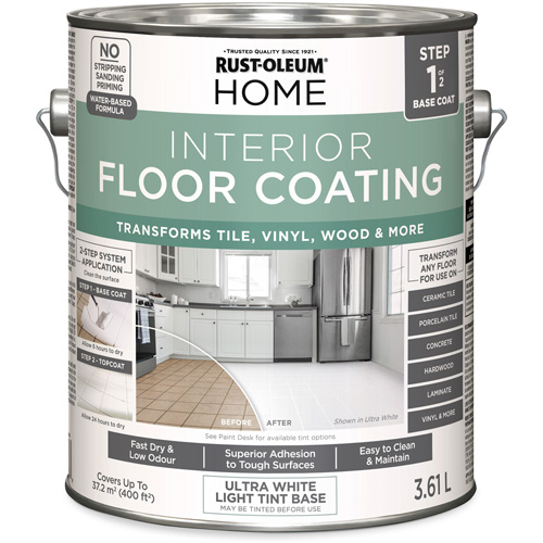 Couche de fond pour syst&egrave;me de rev&ecirc;tement de plancher int&eacute;rieur &agrave; la maison, 3,61 L, &agrave; l'eau, Tr&egrave;s mat, Base &agrave; teinter/Blanc Moffatt Supply & Specialties