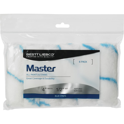 Master Blue Stripe Mini Roller Cover, 13 mm (1/2") Nap, 101.6 mm (4") L Moffatt Supply & Specialties