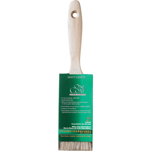 Pinceau pour murs et moulures One Coat, Soie blanche, Manche Bois, Largeur de 2" Moffatt Supply & Specialties